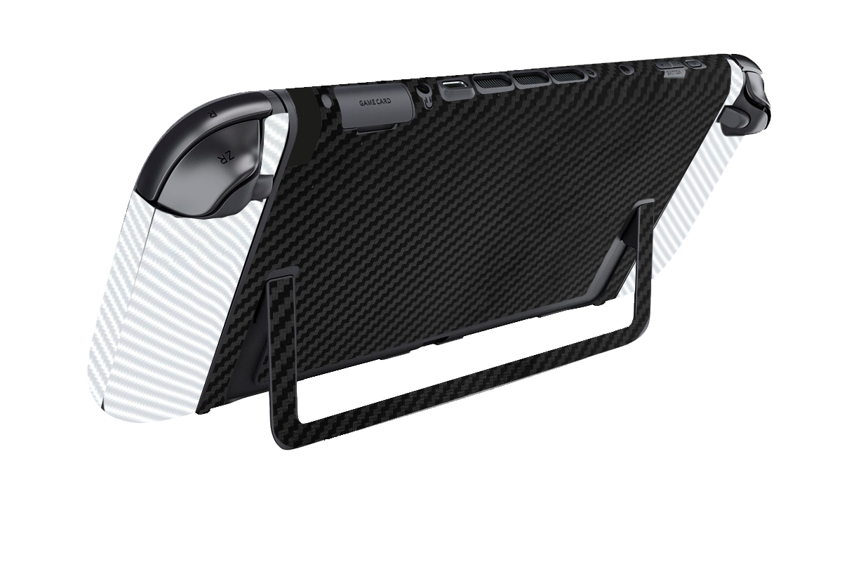 Fibra Carbono Blanco & Negro Skin Nintendo Switch 2 (2025)
