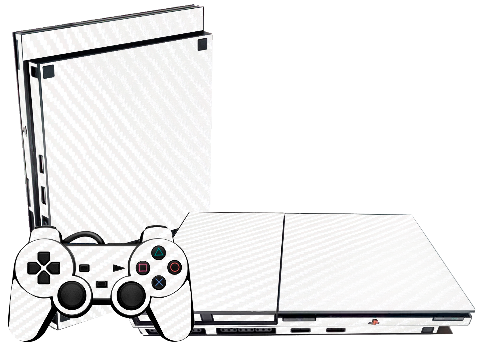 Fibra Carbono Blanco Skin Playstation 2 Slim