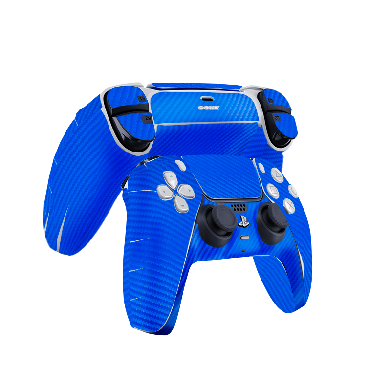 Fibra Carbono Celeste Skin Playstation 5 DualSense Full Xonebrand