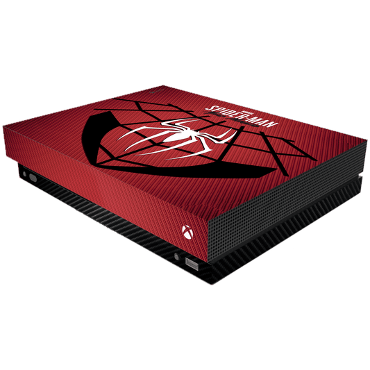 Spider-Man Fibra Carbono Relieve Xbox One X Bundle Skin