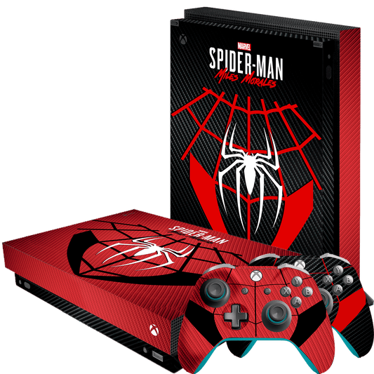 Spider-Man Carbon Fiber Embossed Xbox One X Bundle Skin