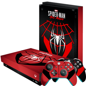 Spider-Man Fibra Carbono Relieve Xbox One X Bundle Skin