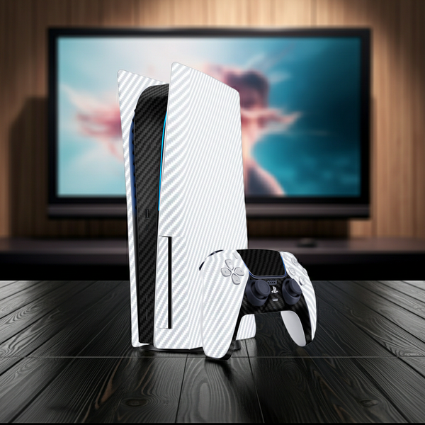 Fibra Carbono Blanco & Negro Skin Playstation 5 Fat