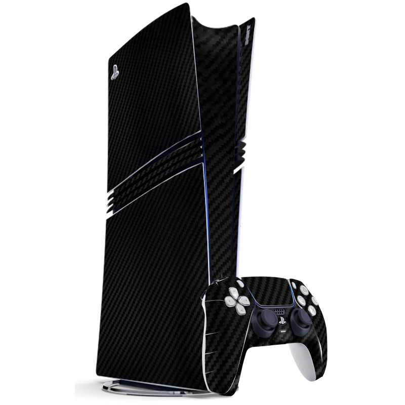 Capa de fibra de carbono preta para Playstation 5 Pro