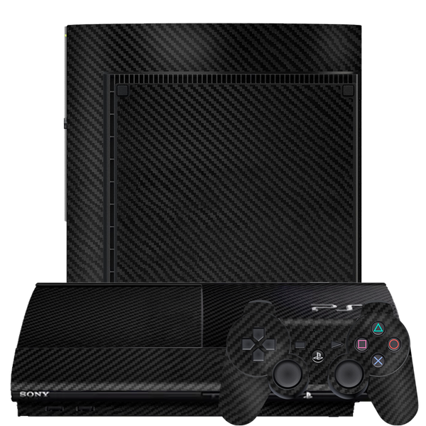 Black Carbon Fiber Skin Playstation 3 Super Slim