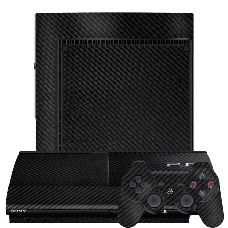 Black Carbon Fiber Skin Playstation 3 Super Slim
