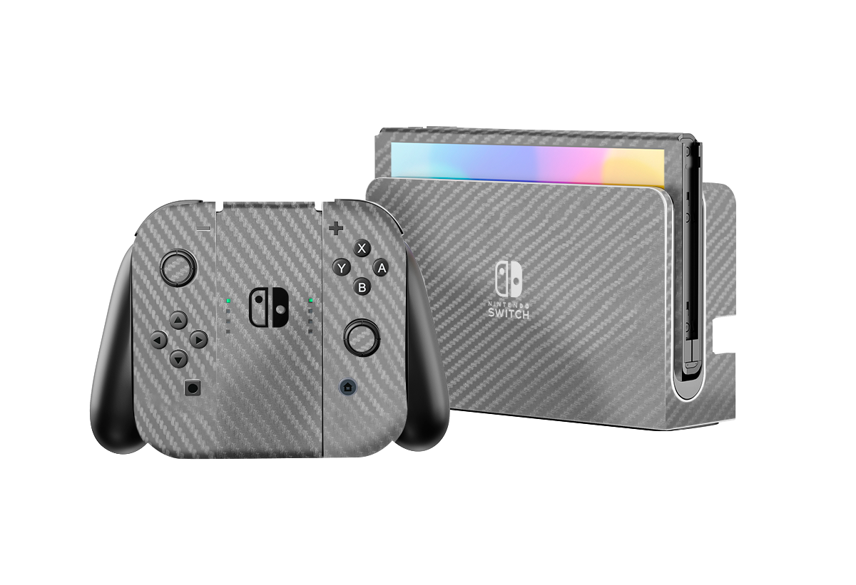 Fibra Carbono Gris Skin Nintendo Switch OLED (2021) Xonebrand
