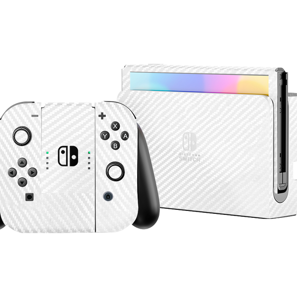 White Carbon Fiber Skin Nintendo Switch OLED (2021)