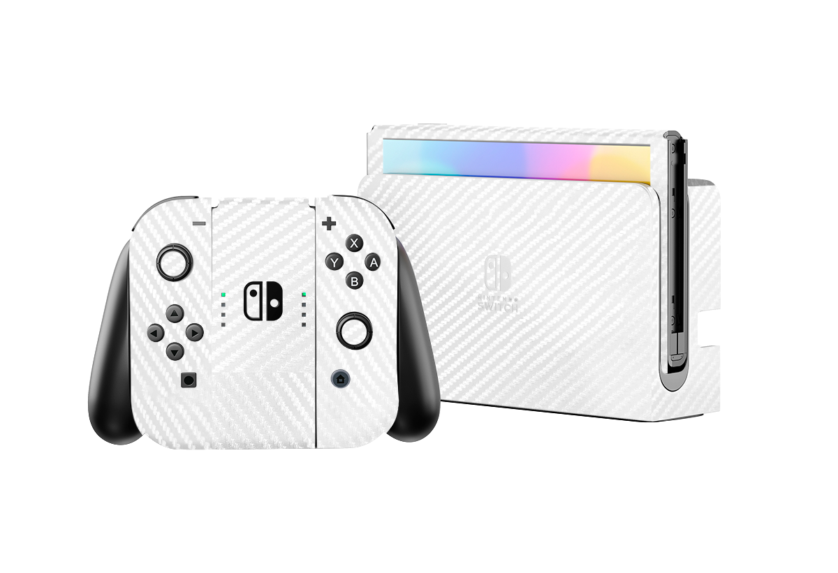 White Carbon Fiber Skin Nintendo Switch OLED (2021)