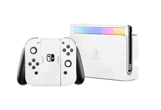 Fibra Carbono Blanco Skin Nintendo Switch OLED (2021)