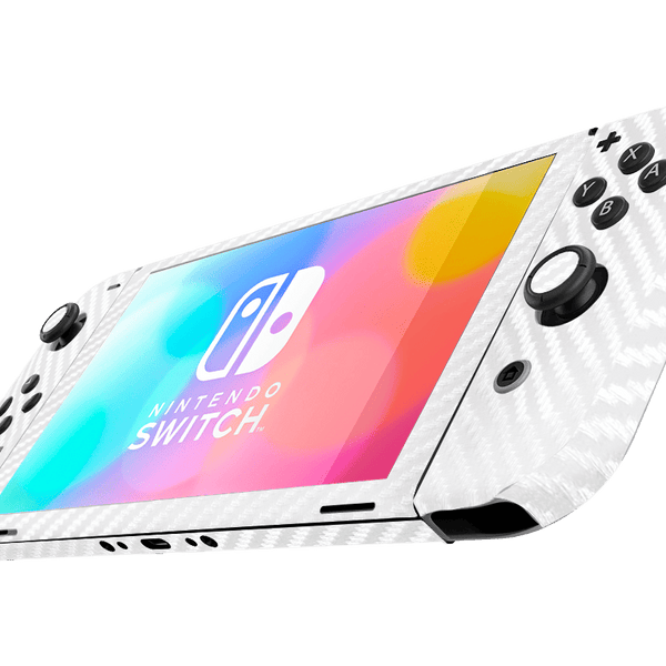 White Carbon Fiber Skin Nintendo Switch OLED (2021)