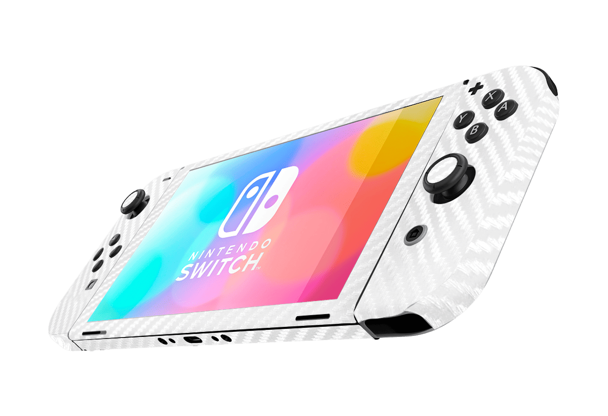 White Carbon Fiber Skin Nintendo Switch OLED (2021)