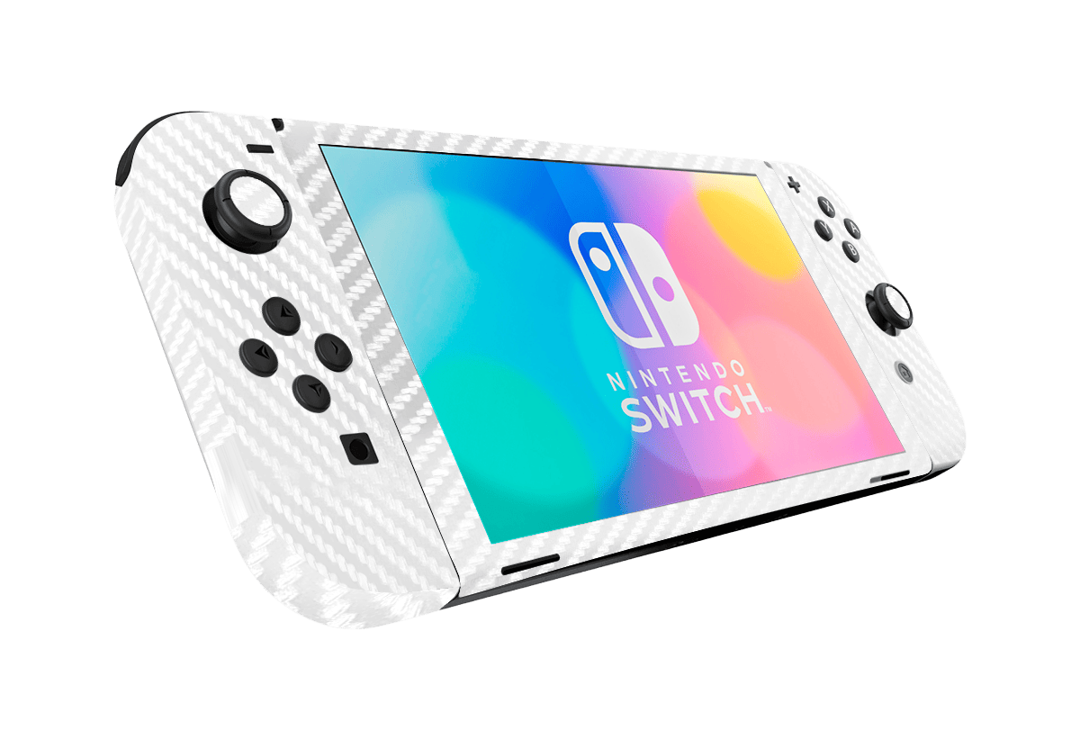 White Carbon Fiber Skin Nintendo Switch OLED (2021)