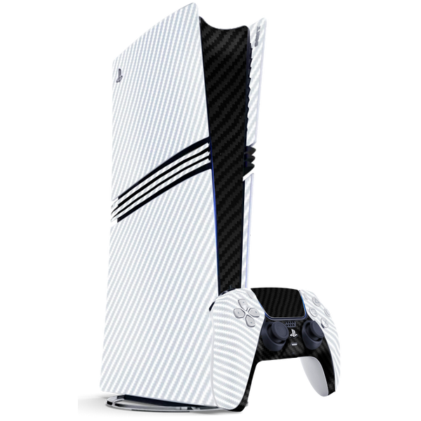 Fibra Carbono Blanco & Negro Skin Playstation 5 Pro