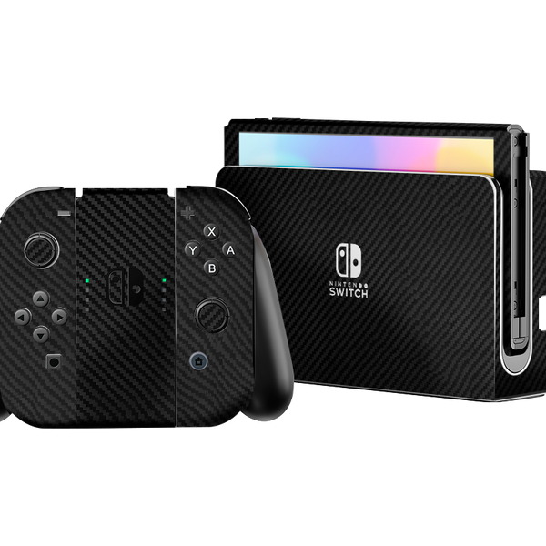 Fibra Carbono Negro Skin Nintendo Switch OLED (2021)