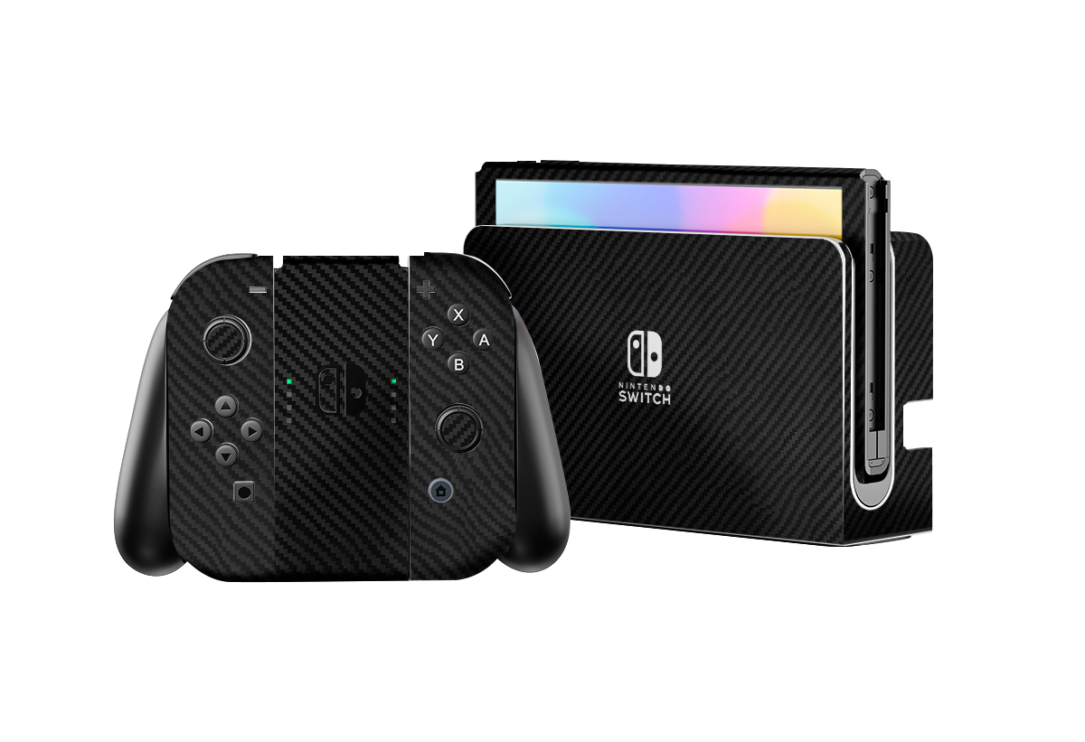 Fibra Carbono Negro Skin Nintendo Switch OLED (2021) Xonebrand