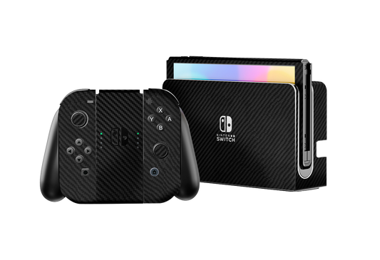 Fibra Carbono Negro Skin Nintendo Switch OLED (2021)