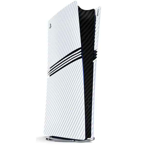 Fibra Carbono Blanco & Negro Skin Playstation 5 Pro