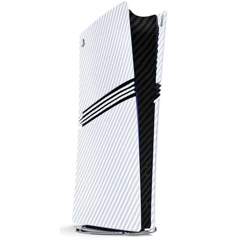 Fibra Carbono Blanco & Negro Skin Playstation 5 Pro