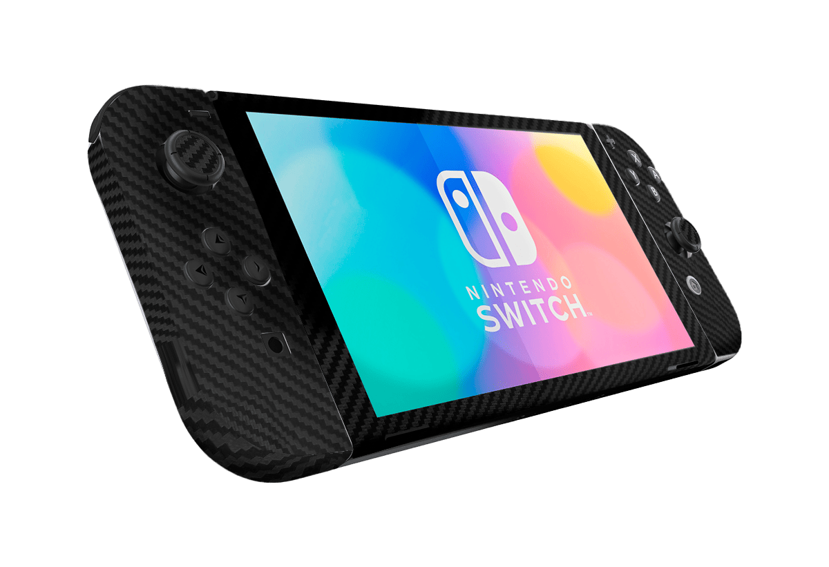 Fibra Carbono Negro Skin Nintendo Switch OLED (2021)