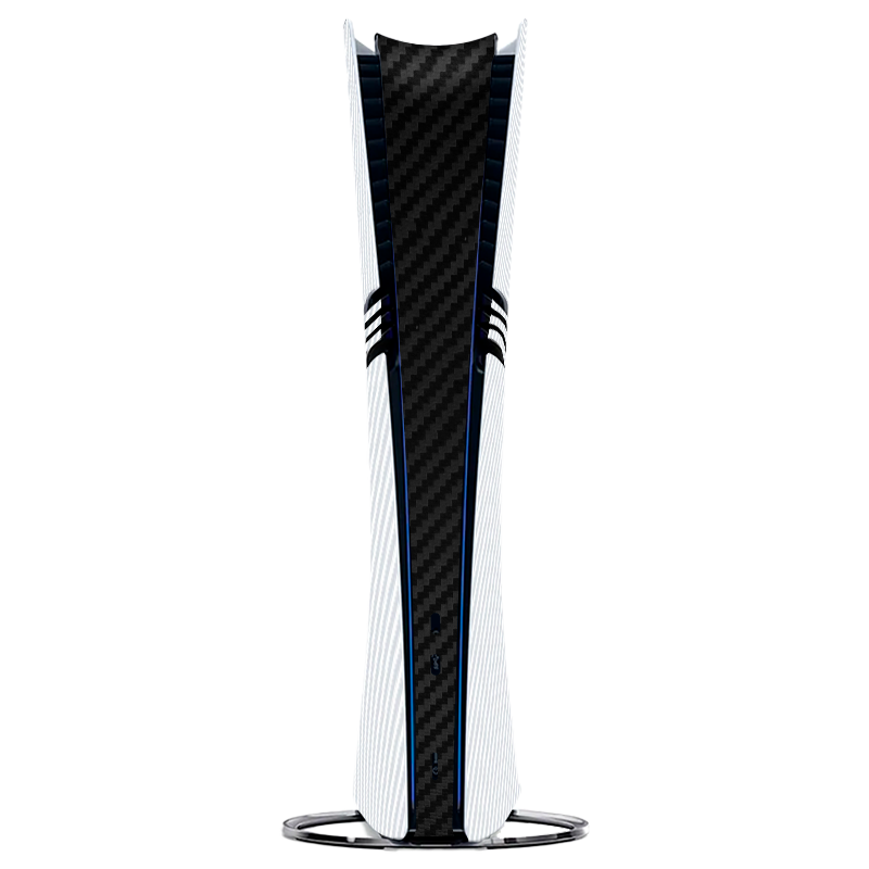 Fibra Carbono Blanco & Negro Skin Playstation 5 Pro