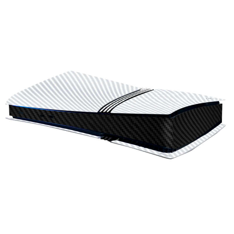 Fibra Carbono Blanco & Negro Skin Playstation 5 Pro