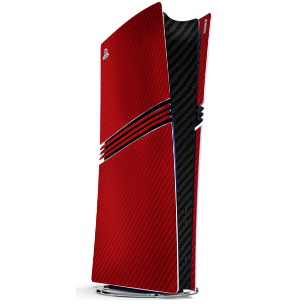 Fibra Carbono Rojo & Negro Skin Playstation 5 Pro