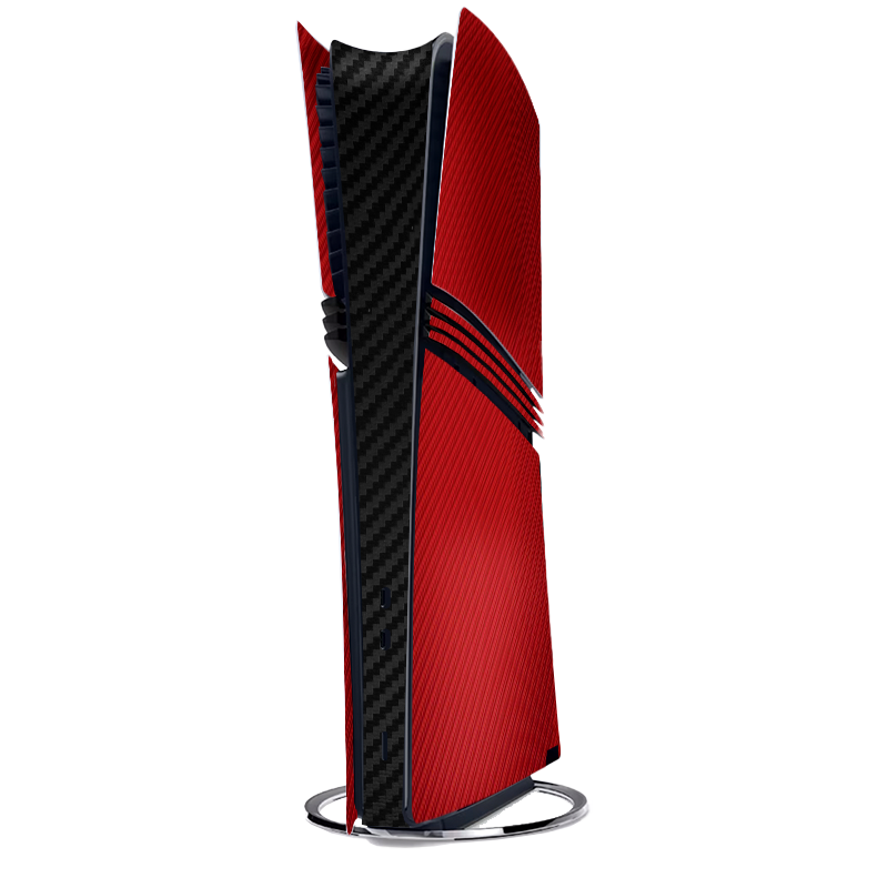 Fibra Carbono Rojo & Negro Skin Playstation 5 Pro Xonebrand