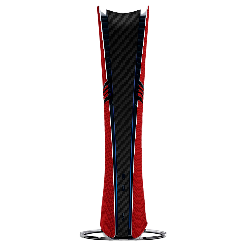 Fibra Carbono Rojo & Negro Skin Playstation 5 Pro Xonebrand