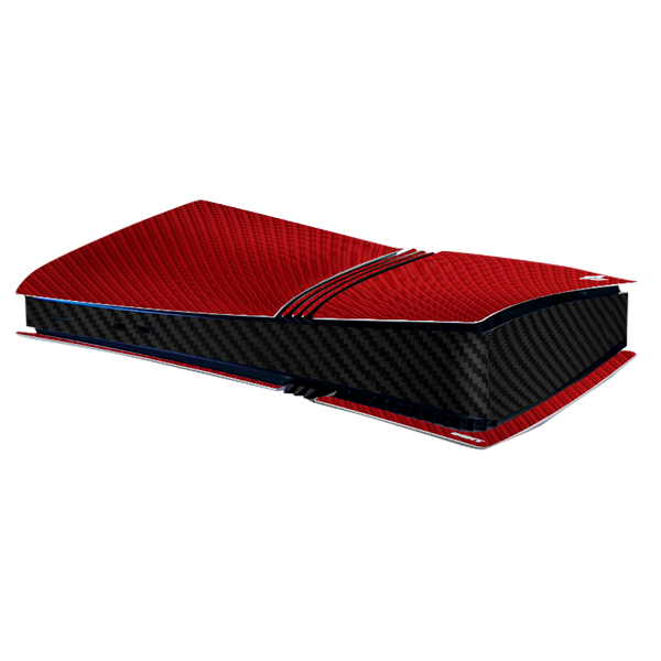 Fibra Carbono Rojo & Negro Skin Playstation 5 Pro