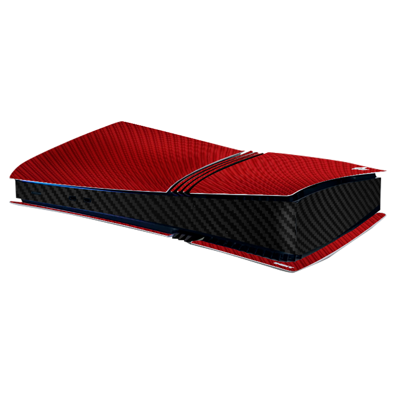 Fibra Carbono Rojo & Negro Skin Playstation 5 Pro