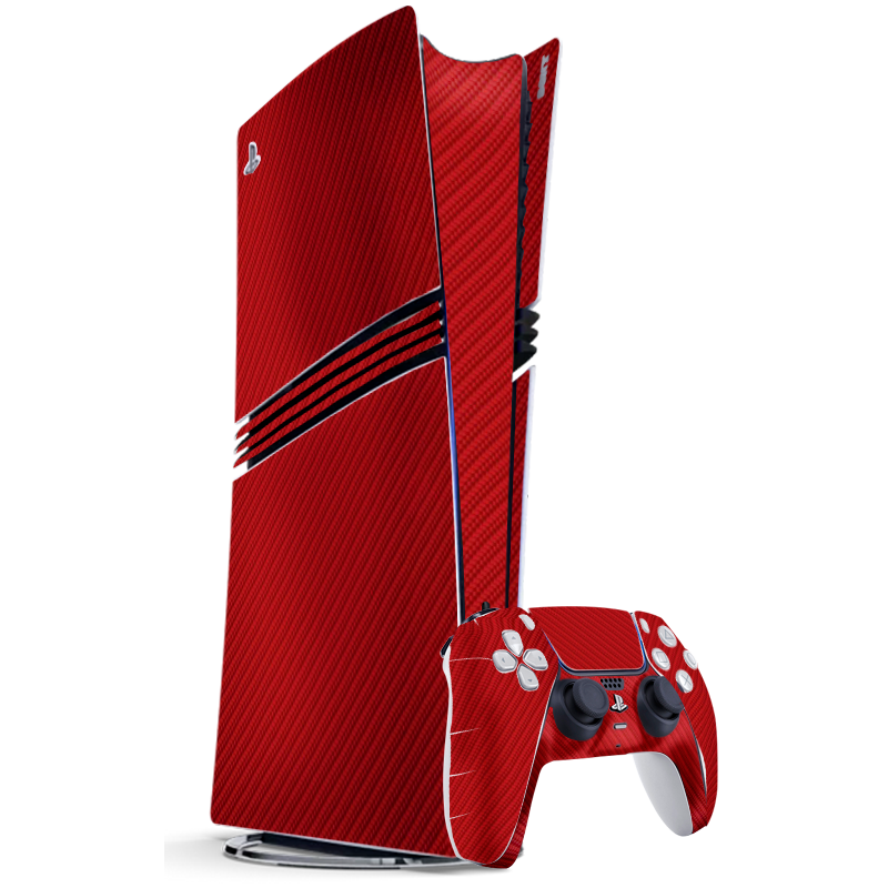 Fibra Carbono Rojo Skin Playstation 5 Pro Xonebrand