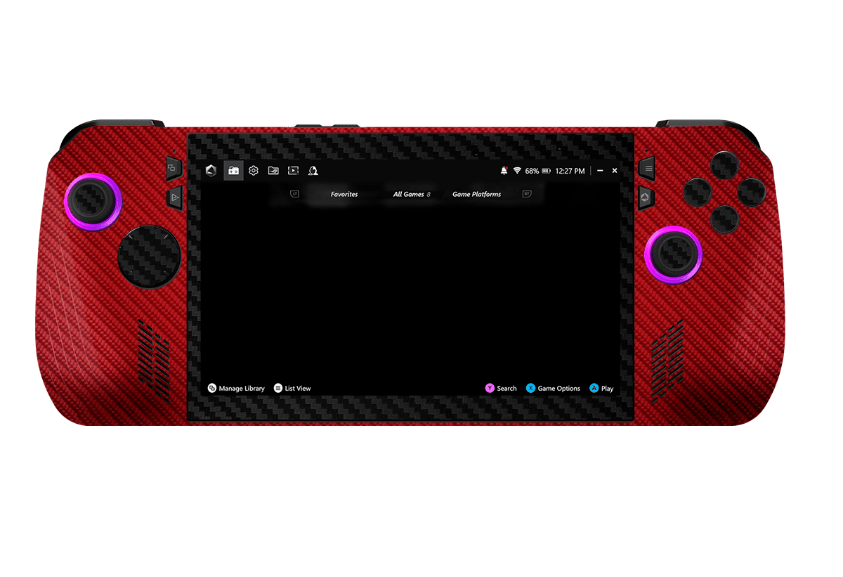 Fibra Carbono Rojo ¬ Negro Skin Asus Rog Ally X Xonebrand