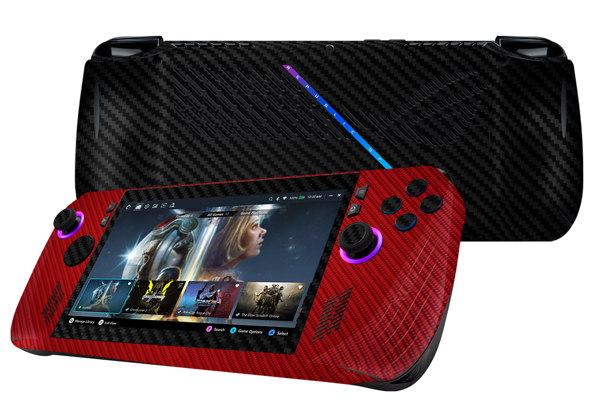 Fibra Carbono Rojo ¬ Negro Skin Asus Rog Ally X Xonebrand