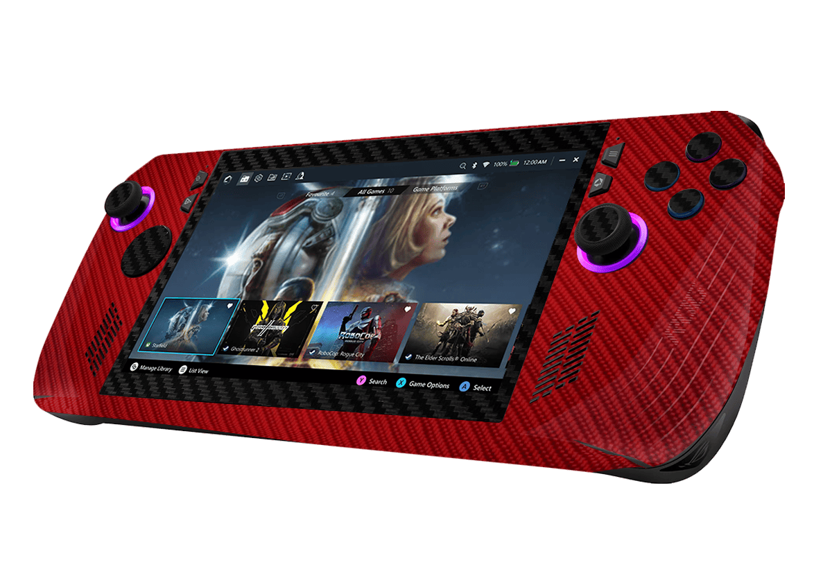 Fibra Carbono Rojo ¬ Negro Skin Asus Rog Ally X Xonebrand