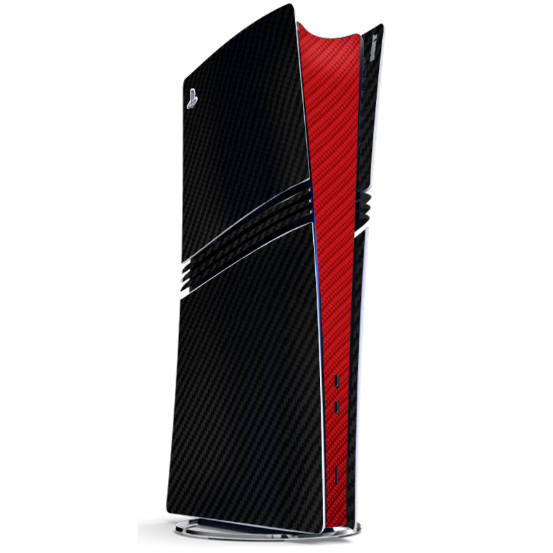 Fibra Carbono Negro & Rojo Skin Playstation 5 Pro