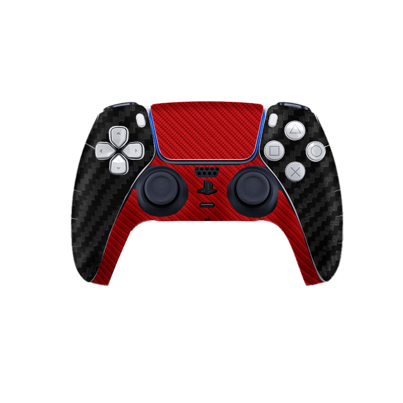 Fibra Carbono Negro & Rojo Skin Playstation 5 Pro