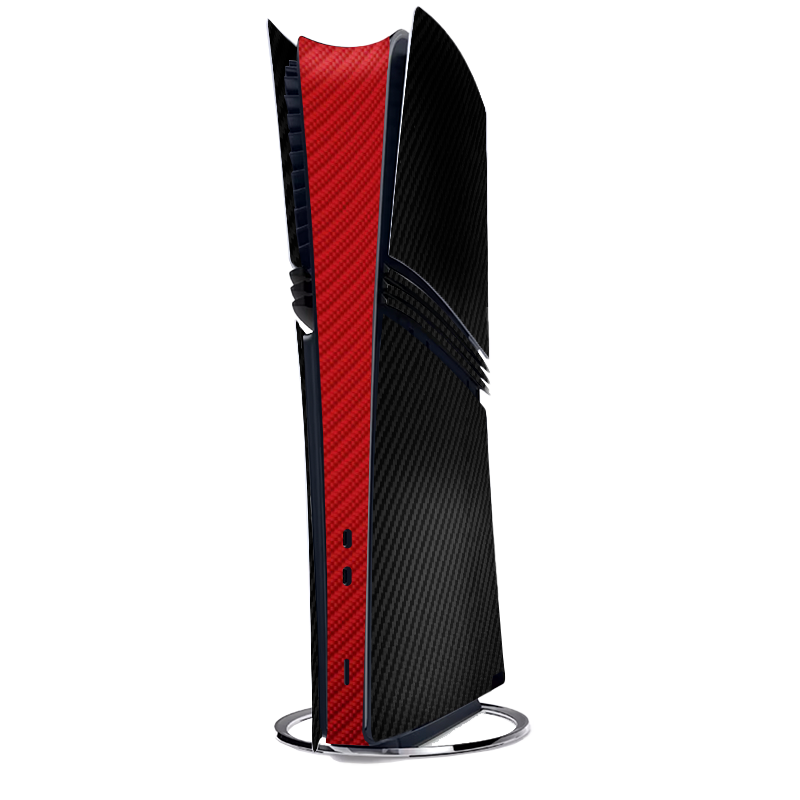 Fibra Carbono Negro & Rojo Skin Playstation 5 Pro Xonebrand