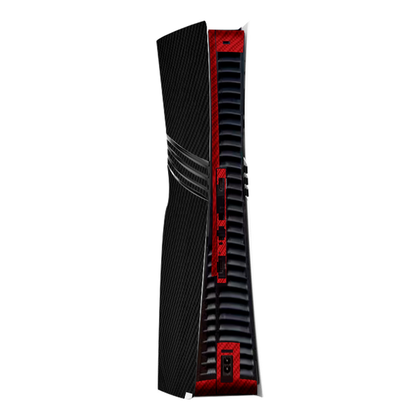 Fibra Carbono Negro & Rojo Skin Playstation 5 Pro
