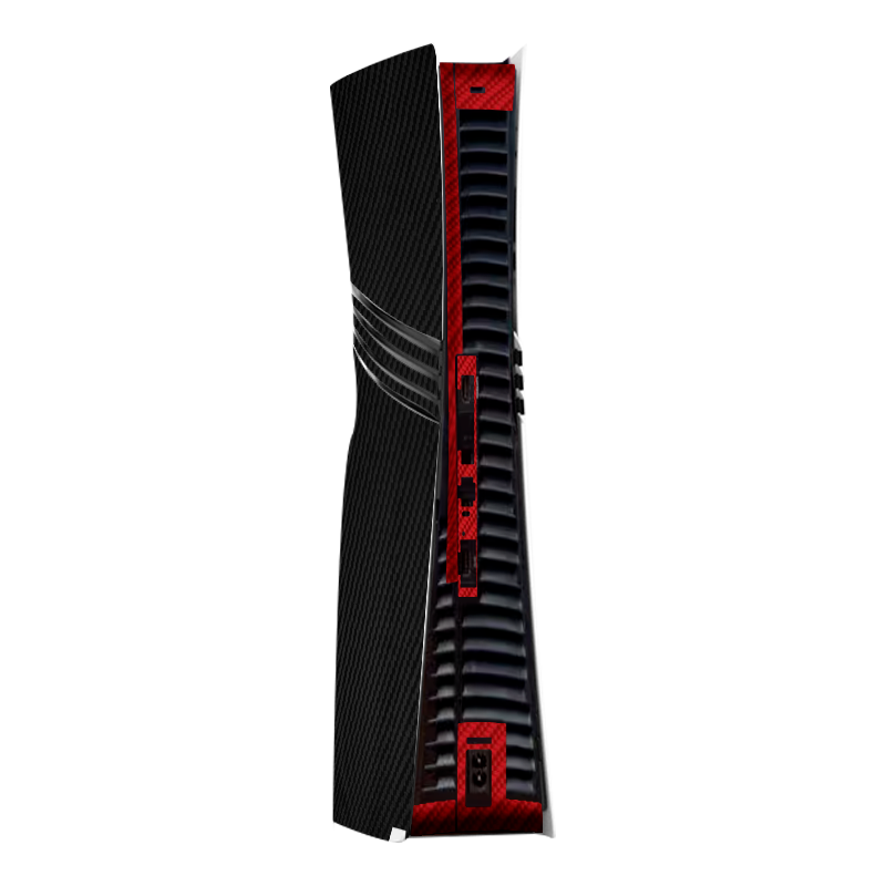 Fibra Carbono Negro & Rojo Skin Playstation 5 Pro