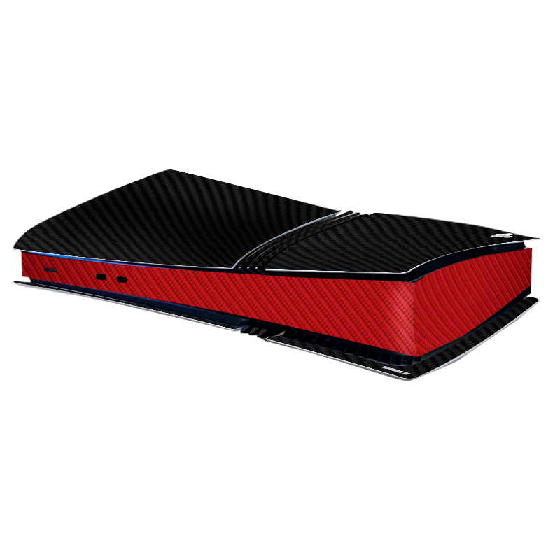 Fibra Carbono Negro & Rojo Skin Playstation 5 Pro