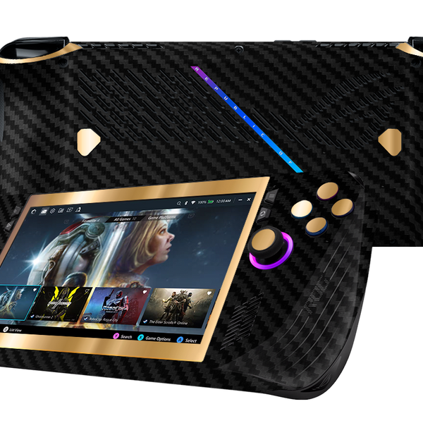 Fibra Carbono Negro & Dorado Skin Asus Rog Ally X Xonebrand