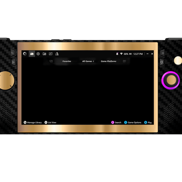 Fibra Carbono Negro & Dorado Skin Asus Rog Ally X Xonebrand