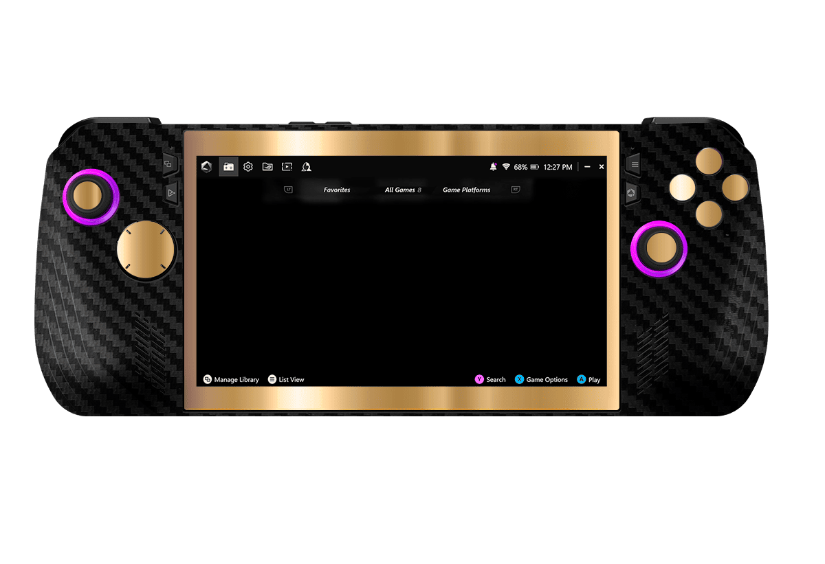 Fibra Carbono Negro & Dorado Skin Asus Rog Ally X Xonebrand