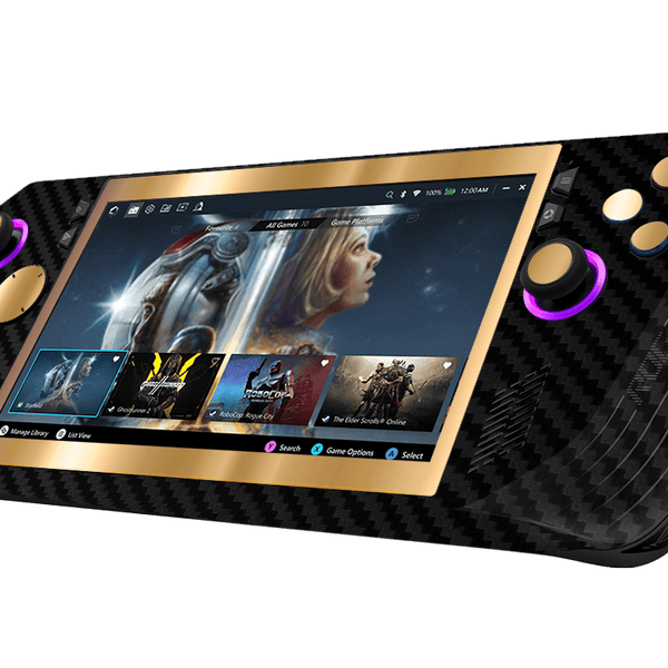 Fibra Carbono Negro & Dorado Skin Asus Rog Ally X Xonebrand