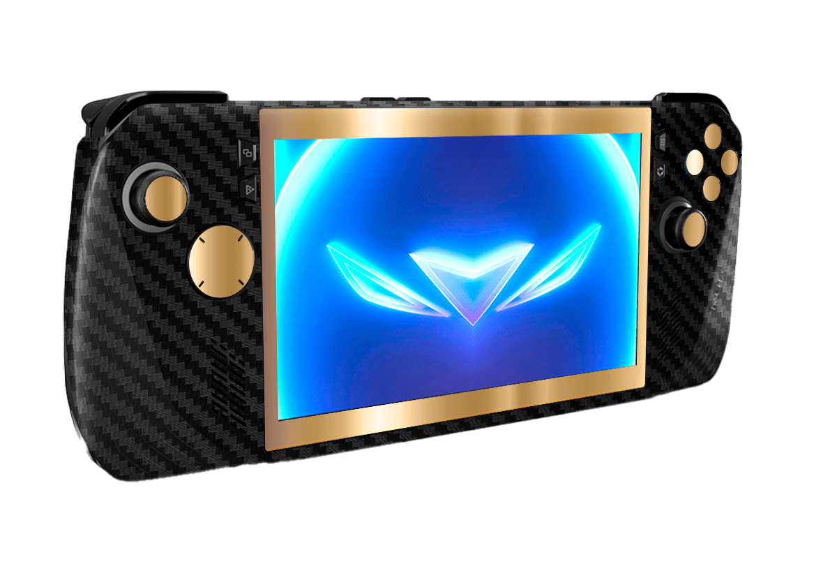 Fibra Carbono Negro & Dorado Skin Asus Rog Ally X Xonebrand