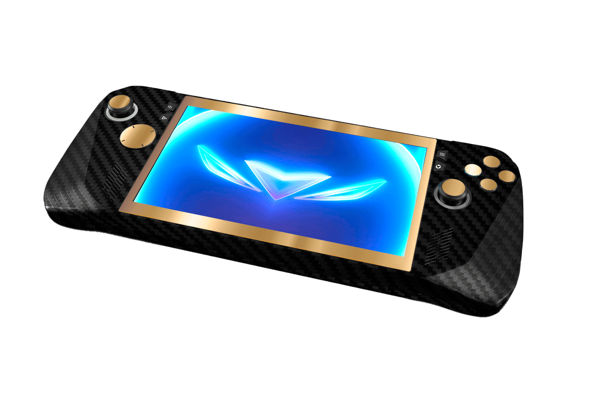Fibra Carbono Negro & Dorado Skin Asus Rog Ally X Xonebrand