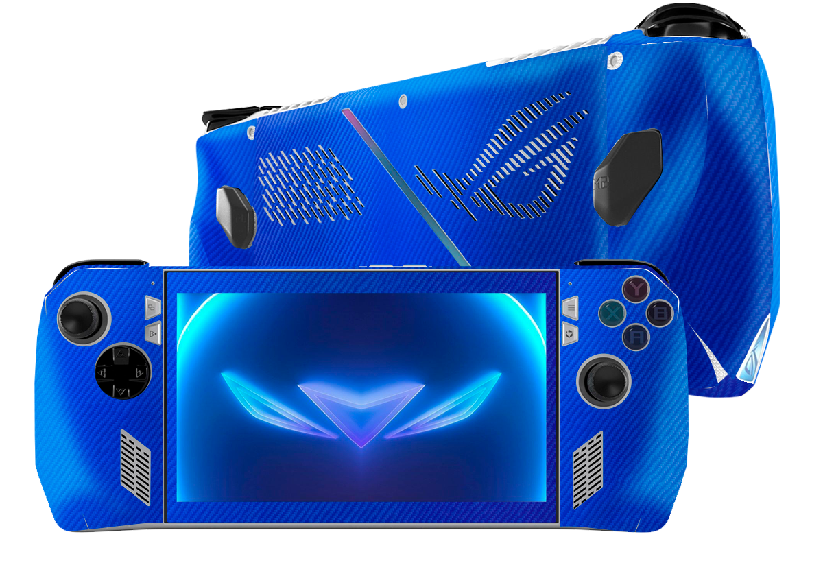 Fibra Carbono Azul Asus Rog Ally Handheld Gaming Computer Skin