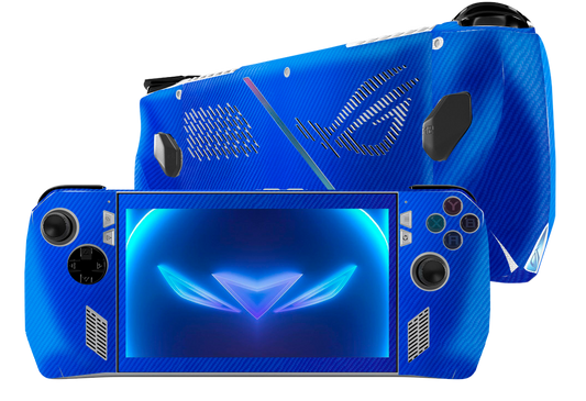 Fibra Carbono Azul Asus Rog Ally Handheld Gaming Computer Skin