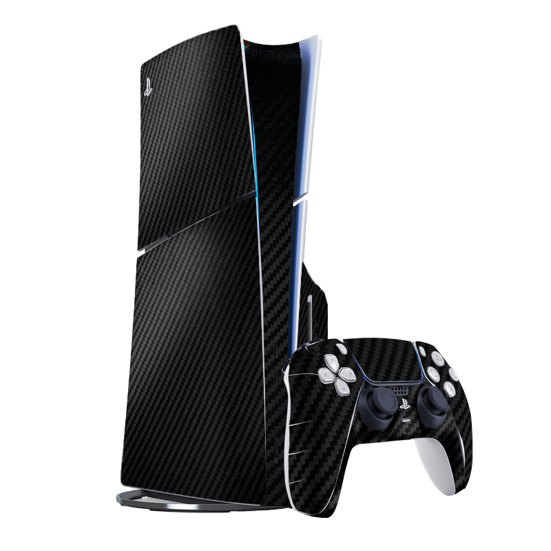 Fibra Carbono Negro Skin Playstation 5 Slim